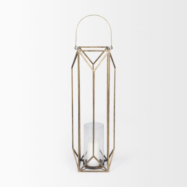 Ivy Large Gold Metal Geometric Cage Candle Holder Lantern 4
