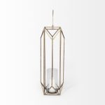 Ivy Large Gold Metal Geometric Cage Candle Holder Lantern