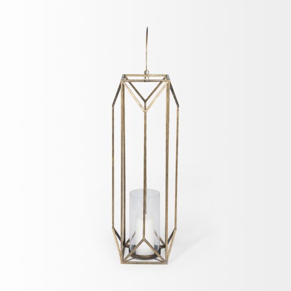Ivy Large Gold Metal Geometric Cage Candle Holder Lantern 5