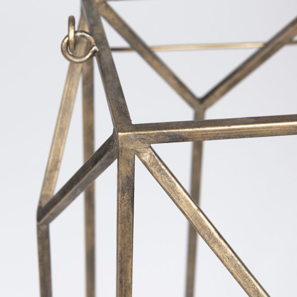 Ivy Large Gold Metal Geometric Cage Candle Holder Lantern 9