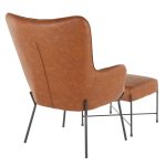 Izzy Black Metal Camel Faux Leather Lounge Chair Ottoman