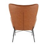 Izzy Black Metal Camel Faux Leather Lounge Chair Ottoman