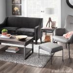Izzy Black Metal Grey Faux Leather Contemporary Lounge Chair Ottoman