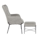 Izzy Black Metal Grey Faux Leather Contemporary Lounge Chair Ottoman