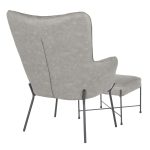 Izzy Black Metal Grey Faux Leather Contemporary Lounge Chair Ottoman