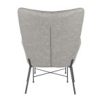Izzy Black Metal Grey Faux Leather Contemporary Lounge Chair Ottoman