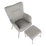 Izzy Black Metal Grey Faux Leather Contemporary Lounge Chair Ottoman
