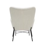 Izzy Black Metal White Sherpa Contemporary Lounge Chair and Ottoman