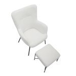 Izzy Black Metal White Sherpa Contemporary Lounge Chair and Ottoman