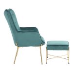 Izzy Green Velvet Gold Metal Contemporary Lounge Chair Ottoman 9 Izzy Green Velvet Gold Metal Contemporary Lounge Chair Ottoman