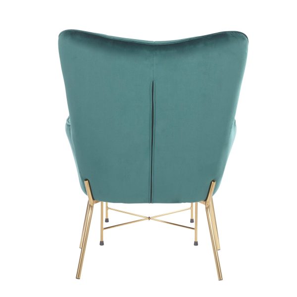 Izzy Green Velvet Gold Metal Contemporary Lounge Chair Ottoman 3