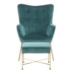 Izzy Green Velvet Gold Metal Contemporary Lounge Chair Ottoman 12 Izzy Green Velvet Gold Metal Contemporary Lounge Chair Ottoman
