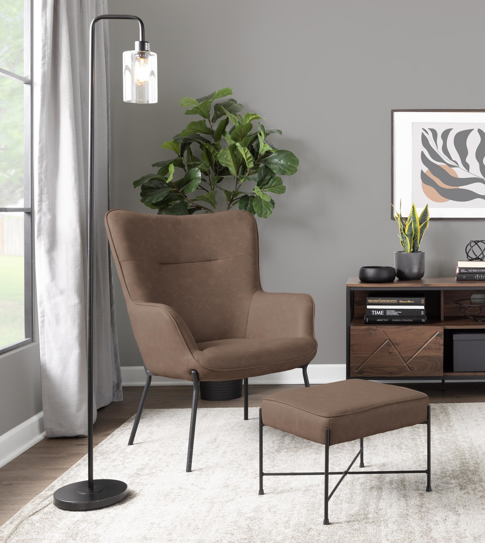 Izzy Industrial Black Lounge Chair and Ottoman Set 4 Izzy Industrial Black Lounge Chair and Ottoman Set - Image 4