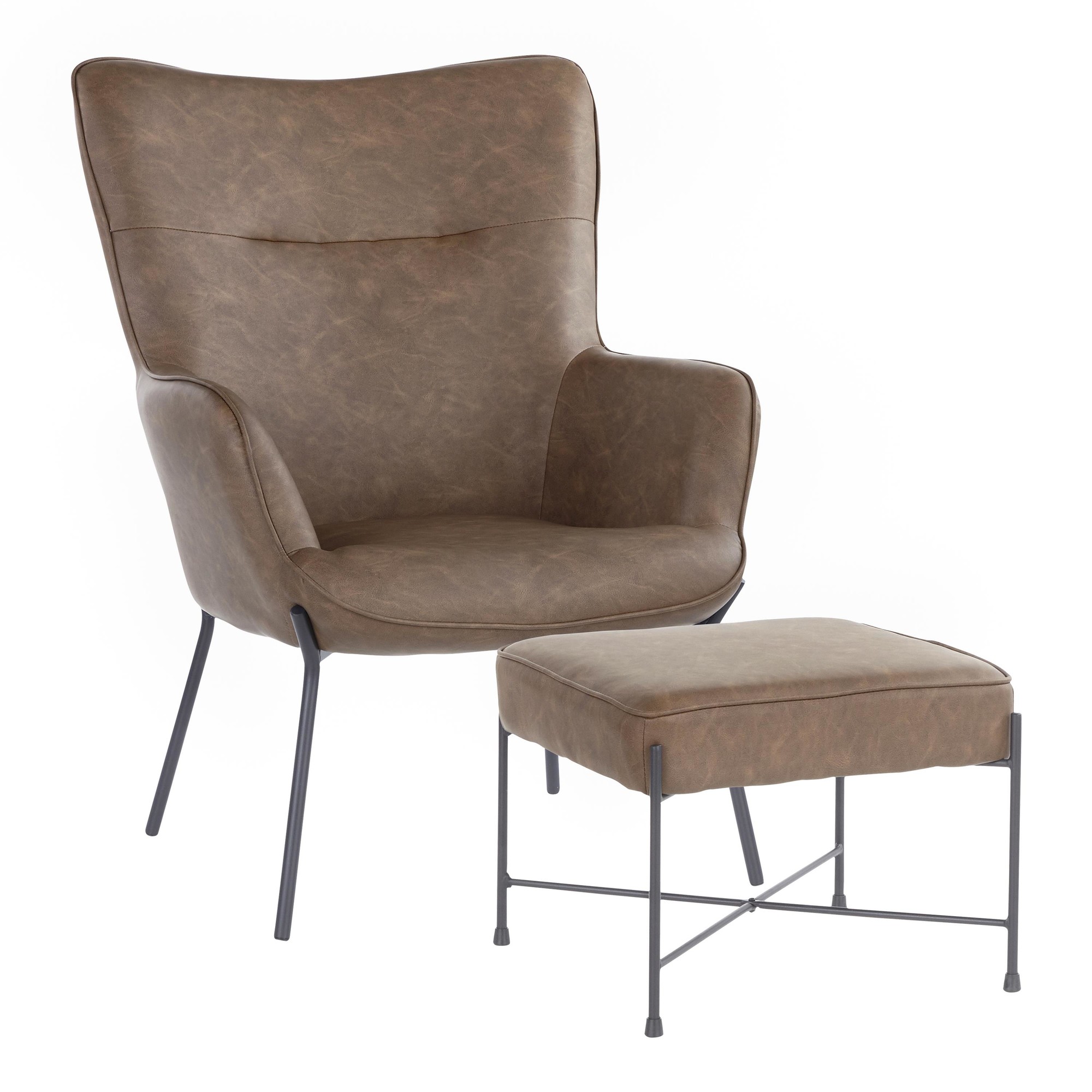 Izzy Industrial Black Lounge Chair and Ottoman Set 5 Izzy Industrial Black Lounge Chair and Ottoman Set - Image 5