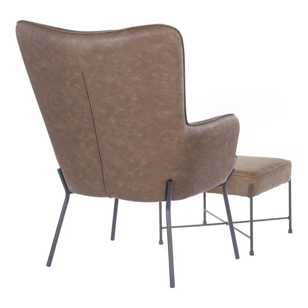 Izzy Industrial Black Lounge Chair and Ottoman Set 7