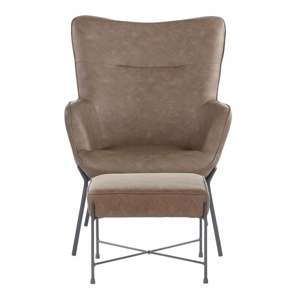 Izzy Industrial Black Lounge Chair and Ottoman Set 9
