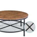 Industrial Round Coffee Table with 2-Tier Storage Shelves 6 Industrial Round Coffee Table with 2-Tier Storage Shelves