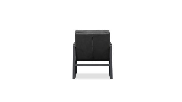 JAMESON Black Leather Lounge Chair Black Powder Coated Legs 4