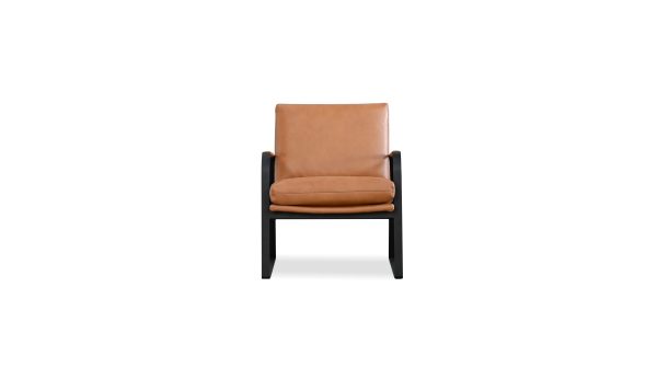 JAMESON Leather Lounge Chair Black Powder Coated Legs 2