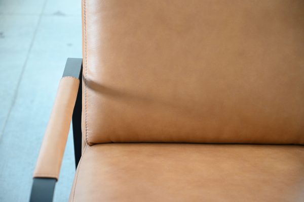 JAMESON Leather Lounge Chair Black Powder Coated Legs 5