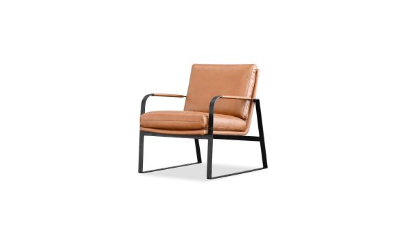 JAMESON Leather Lounge Chair Black Powder Coated Legs