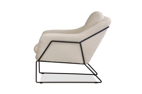 JASPER Cream Boucle Leather Lounge Chair Black Legs 1