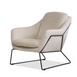 JASPER Cream Boucle Leather Lounge Chair Black Legs 7 JASPER Cream Boucle Leather Lounge Chair Black Legs