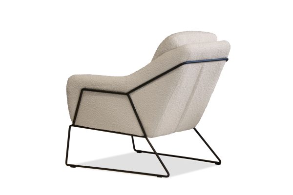 JASPER Cream Boucle Leather Lounge Chair Black Legs 2