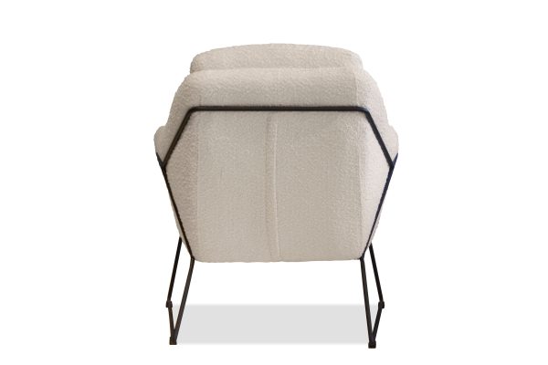 JASPER Cream Boucle Leather Lounge Chair Black Legs 3