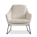 JASPER Cream Boucle Leather Lounge Chair Black Legs 11 JASPER Cream Boucle Leather Lounge Chair Black Legs
