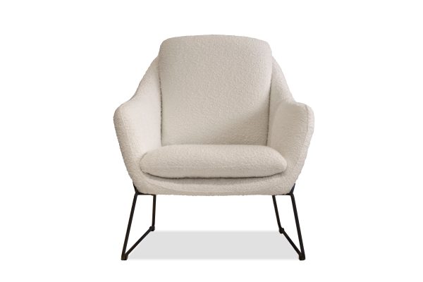 JASPER Cream Boucle Leather Lounge Chair Black Legs 4
