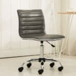 Gray Channel-Tufted Swivel Office Chair with Adjustable Seat Height 7 Gray Channel-Tufted Swivel Office Chair with Adjustable Seat Height