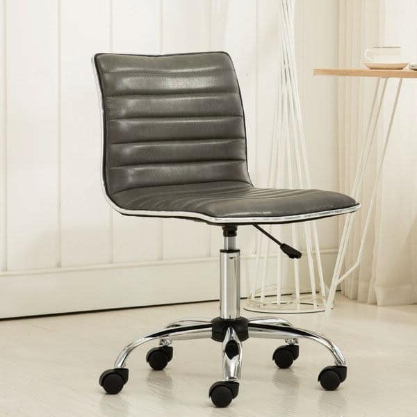 Gray Channel-Tufted Swivel Office Chair with Adjustable Seat Height 2 Gray Channel-Tufted Swivel Office Chair with Adjustable Seat Height - Image 2