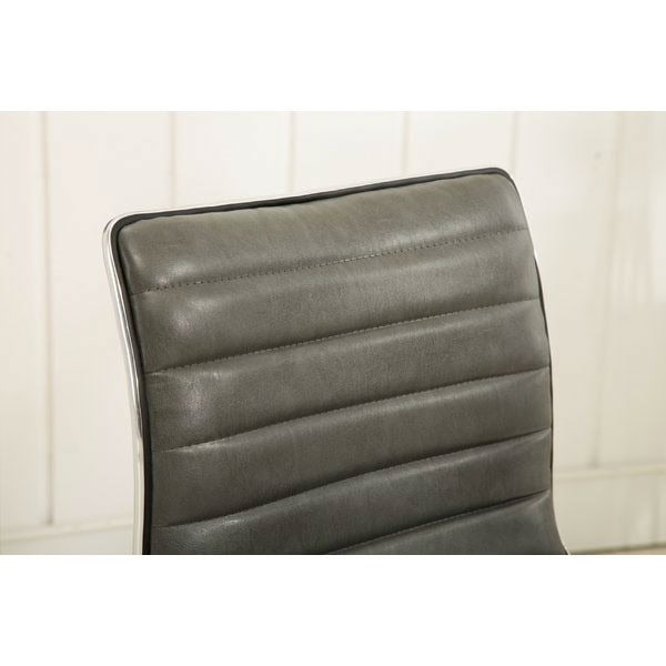 Gray Channel-Tufted Swivel Office Chair with Adjustable Seat Height 3 Gray Channel-Tufted Swivel Office Chair with Adjustable Seat Height - Image 3