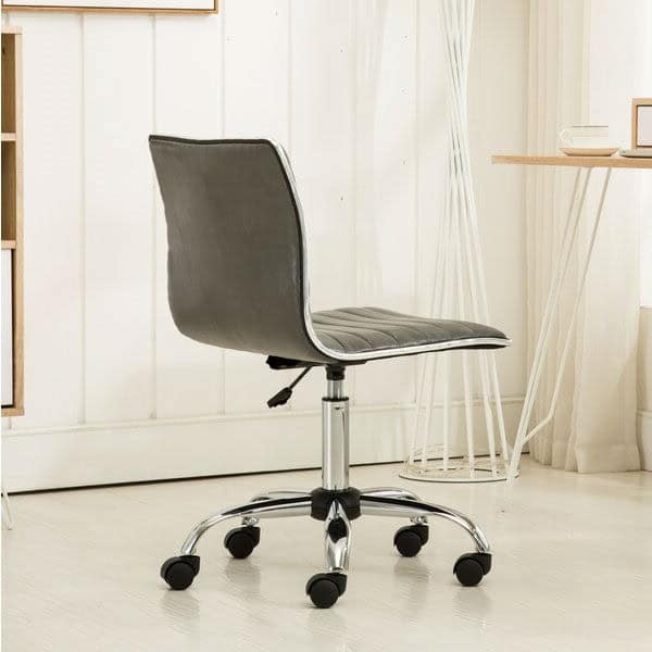 Gray Channel-Tufted Swivel Office Chair with Adjustable Seat Height 4 Gray Channel-Tufted Swivel Office Chair with Adjustable Seat Height - Image 4