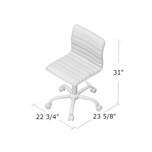 Gray Channel-Tufted Swivel Office Chair with Adjustable Seat Height 5 Gray Channel-Tufted Swivel Office Chair with Adjustable Seat Height - Image 5