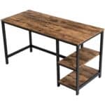 55 Inch Rustic Wood and Metal Writing Desk with Shelves 4 55 Inch Rustic Wood and Metal Writing Desk with Shelves