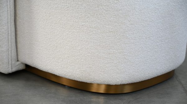 JUNIPER Opal White Fabric Lounge Chair Patina Bronze Base 5
