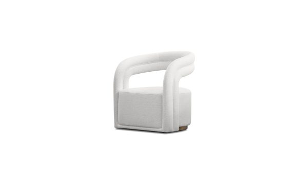 JUNIPER Opal White Fabric Lounge Chair Patina Bronze Base