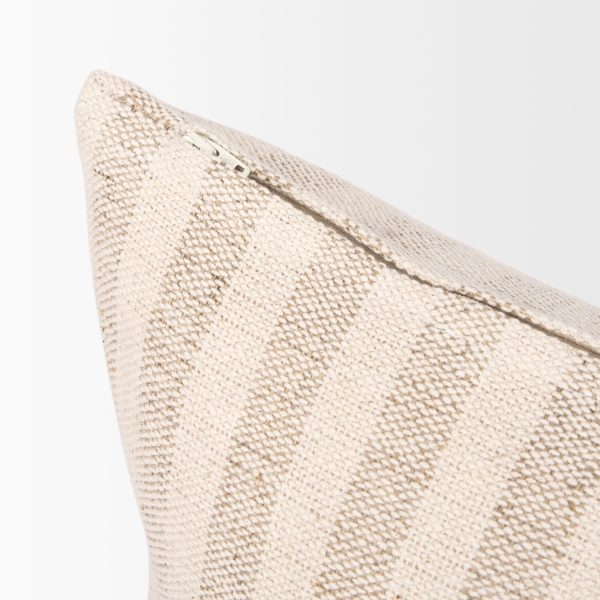 Jace Cream w Beige Stripe Lumbar Decorative Pillow Cover 10