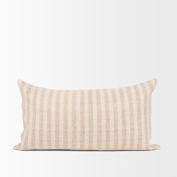 Jace Cream w Beige Stripe Lumbar Decorative Pillow Cover 5