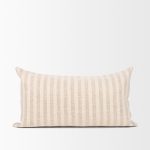 Jace Cream w/ Beige Stripe Lumbar Decorative Pillow Cover