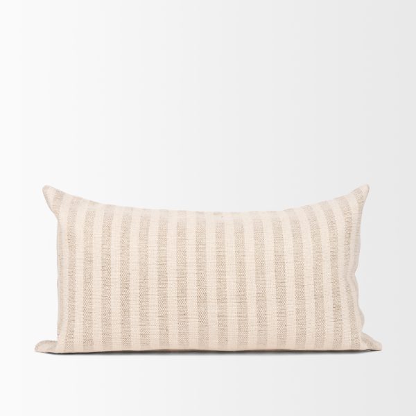 Jace Cream w Beige Stripe Lumbar Decorative Pillow Cover 7