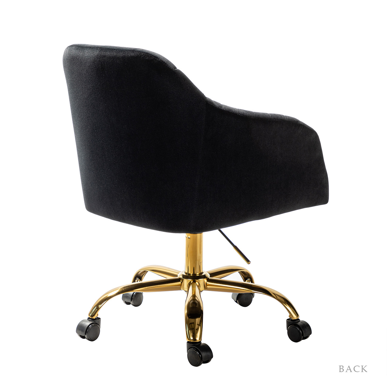 Jacinda Black Velvet Modern Swivel Adjustable Height Office Chair 3 Jacinda Black Velvet Modern Swivel Adjustable Height Office Chair - Image 3