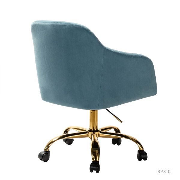 Jacinda Blue Velvet Modern Swivel Adjustable Height Task Chair 2