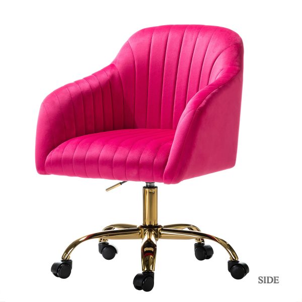 Jacinda Fushia Velvet Modern Swivel Adjustable Height Task Chair