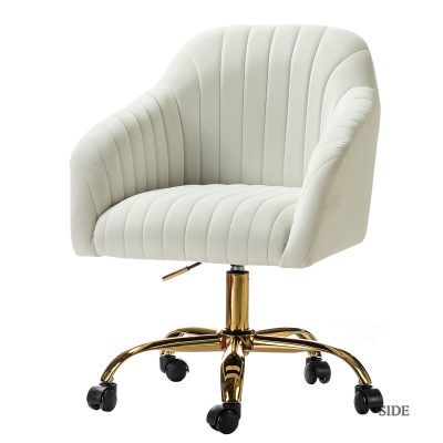 Jacinda Ivory Velvet Modern Swivel Adjustable Height Task Chair