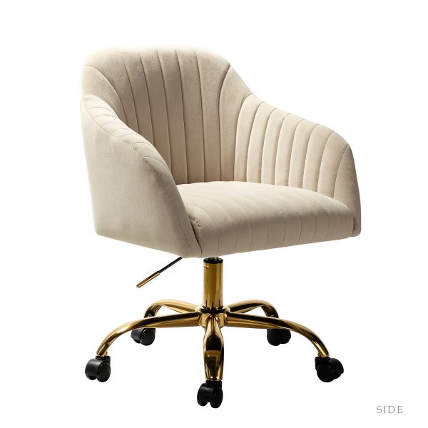 Jacinda Tan Velvet Swivel Modern Adjustable Height Office Task Chair 1
