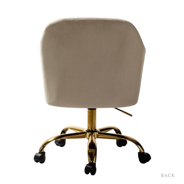 Jacinda Tan Velvet Swivel Modern Adjustable Height Office Task Chair 3