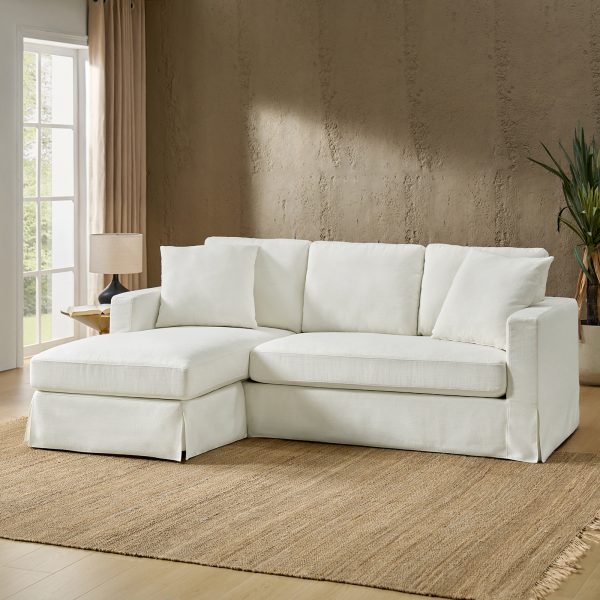 Jacindo Farmhouse Linen Blend Reversible Chaise Slipcovered Sectional 1